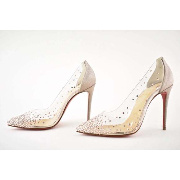 Christian Louboutin Degrastrass PVC 100 Pink Courtisane Glitter Heel Pump 35.5 - Picture 9 of 12